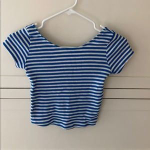Blue and White Striped Top